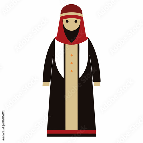 Djellaba Garb Vector Art on White Background