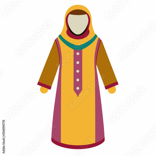 Djellaba Garb Vector Art on White Background