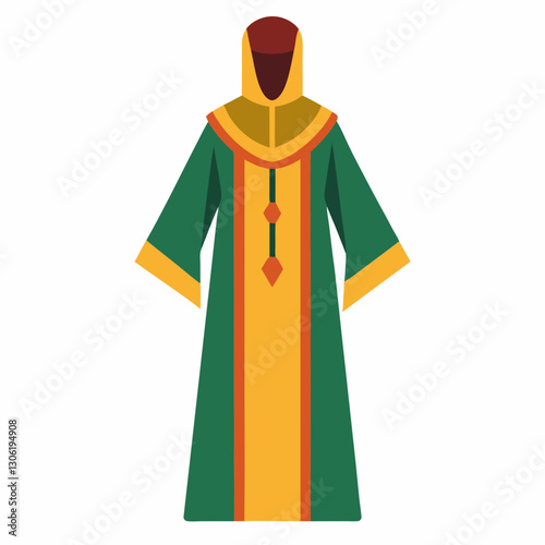 Djellaba Garb Vector Art on White Background