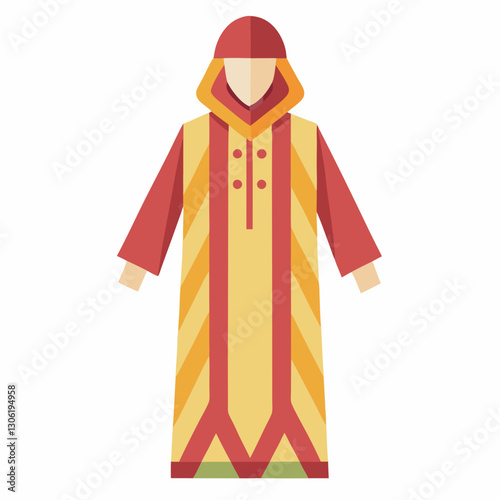 Djellaba Garb Vector Art on White Background