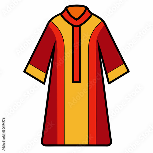 Djellaba Garb Vector Art on White Background