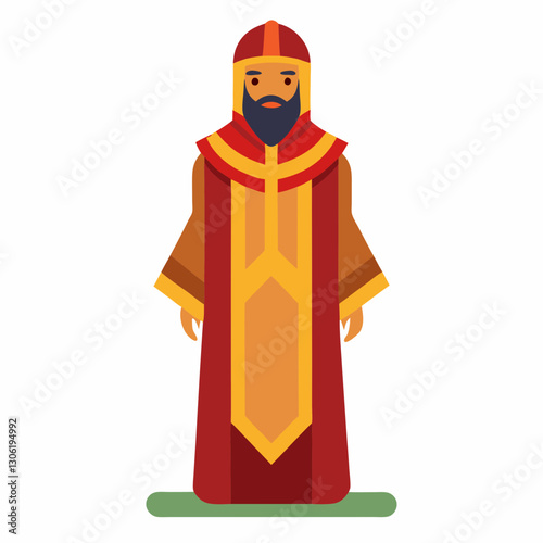 Djellaba Garb Vector Art on White Background