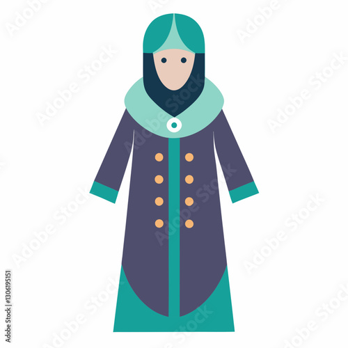 Djellaba Garb Vector Art on White Background
