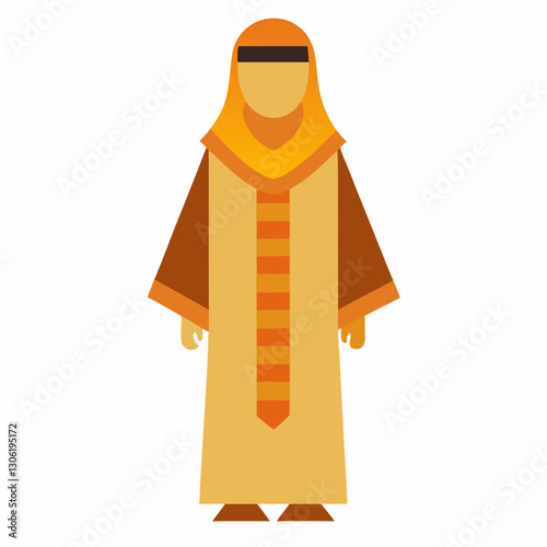 Djellaba Garb Vector Art on White Background