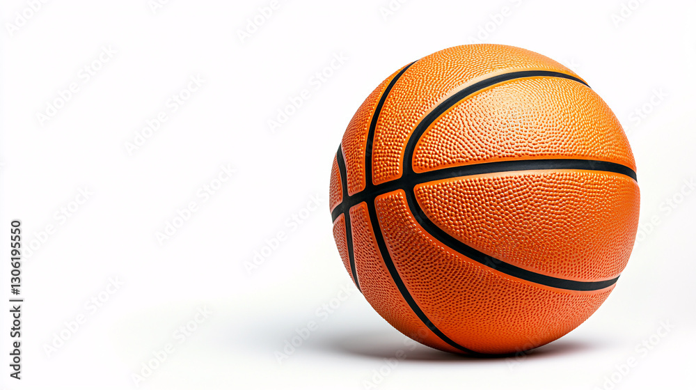 Fototapeta premium Orange Textured Basketball Ball Close Up Isolated on White Background Sports Equipment Still Life