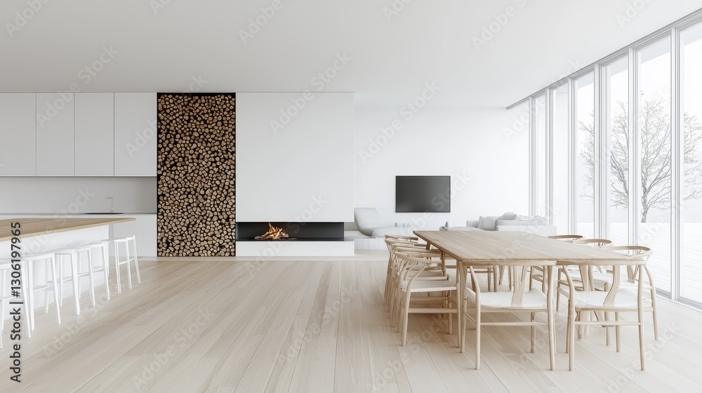 Fototapeta premium Modern Minimalist Living Space with Natural Light and Cozy Atmosphere