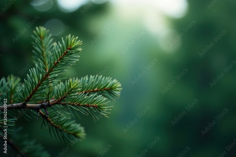 A Close-Up View of Lush Evergreen Conifer Branch with a Soft Focus Background A Close-Up View of Lush Evergreen Conifer Branch with a Soft Focus Background