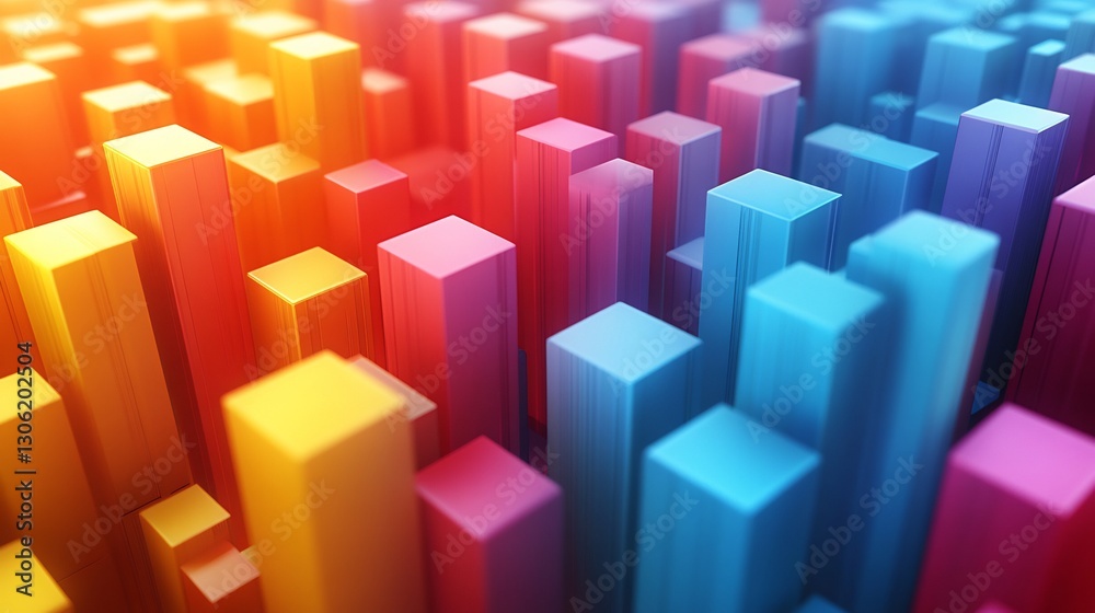 Vibrant rainbow blocks rise dynamically creating a joyful energetic abstract composition. AI Generated Vibrant rainbow blocks rise dynamically creating a joyful energetic abstract composition. AI Generated
