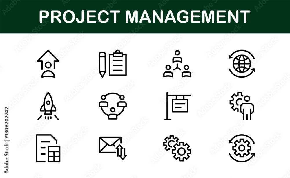 Fototapeta premium Versatile Project Management Icons - Designed for Task Management, Scheduling, and Team Tools