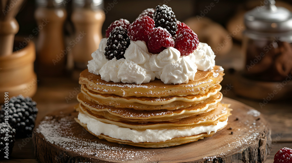 custom made wallpaper toronto digitalDelicious Pancake Stack Topped with Whipped Cream and Fresh Berries