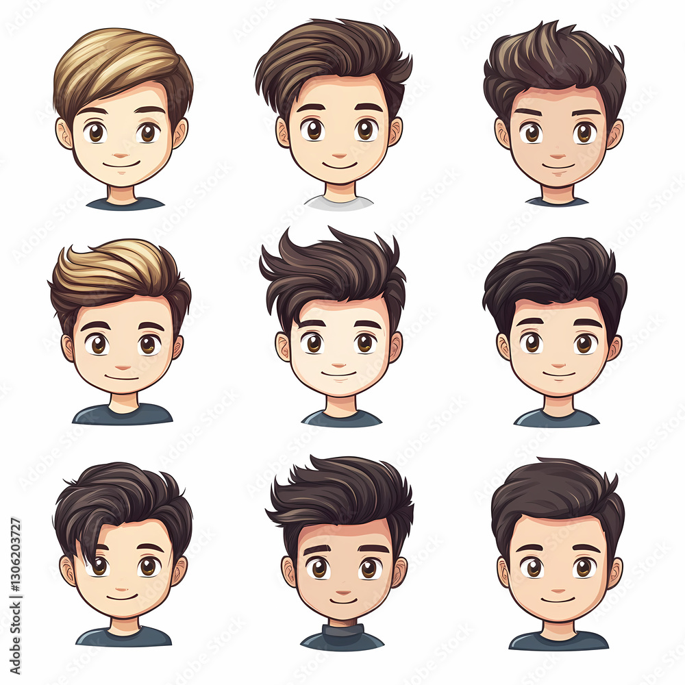 Diverse hairstyles on cartoon characters showcase various cuts, colors, and styles, offering creative inspiration for individual expression. Diverse hairstyles on cartoon characters showcase various cuts, colors, and styles, offering creative inspiration for individual expression.
