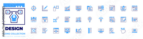 Design icon collection. Bold line style. Duotone colors. portfolio, sketch, furniture, user experience, transform, design , web design , d design , idea