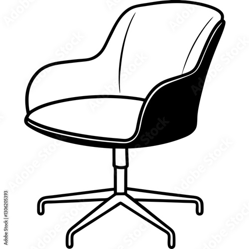 Swivel chair, line art on white background.
