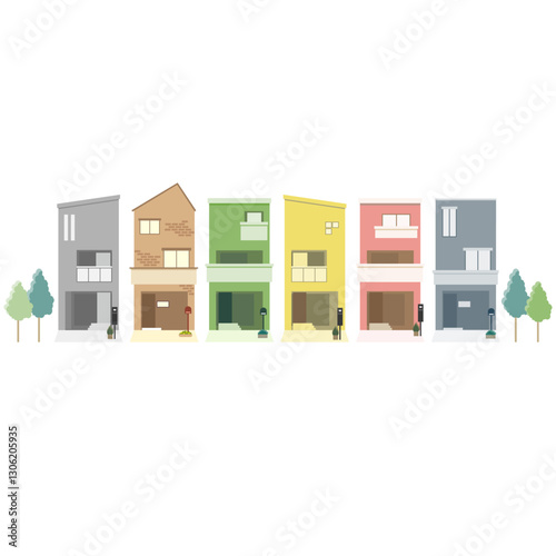 シンプルな住宅のイラストセット