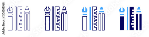 Design mastery icon in 4 different styles. Thin Line, Line, Bold Line, Duotone. Duotone style. Editable stroke