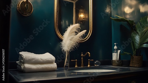 A cleaning station equipped with essential tools a feather duster