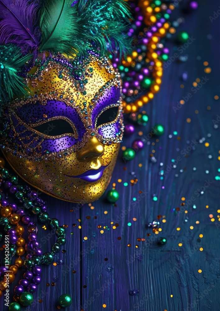 custom made wallpaper toronto digitalColorful Masquerade Mask with Feathers and Beads on Dark Background Perfect for Carnival Festivity and Party Celebration Photography