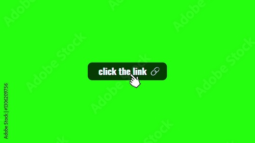Green screen with a wiggling cursor with the words click the link