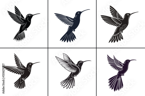 Silhouette Hummingbird Full Body in Black – Minimalist Hummingbird Design