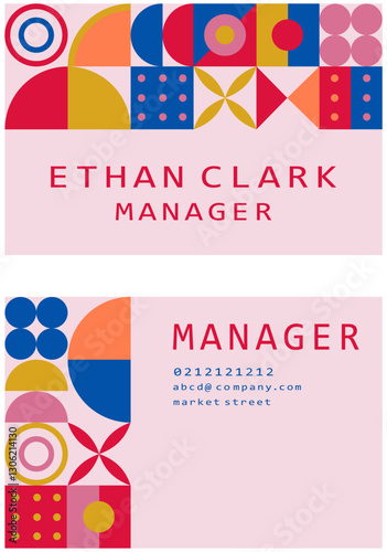 Minimalist Flat Geometric Mosaic Business Card Vector.
Flat Geometric Mosaic Business Card Template.
Colorful Flat Geometric Mosaic Business Card Design.