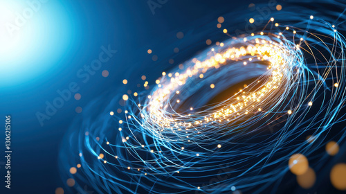 Quantum computing and creativity, Abstract digital visualization of quantum algorithms with glowing particles