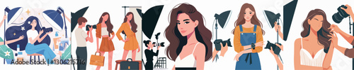 Vector of a model during a photo session.