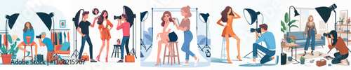 Vector of a model during a photo session.