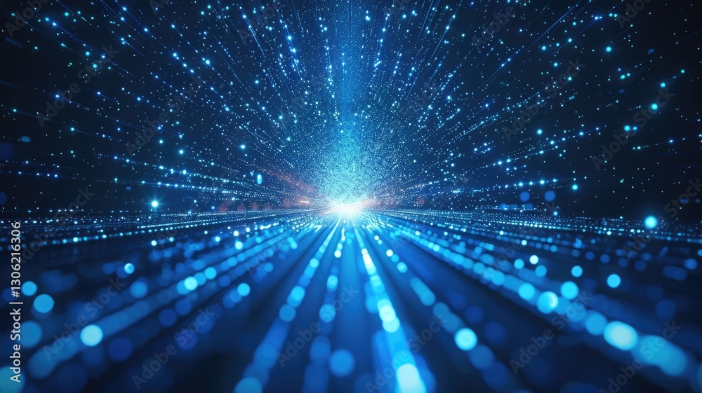 Fototapeta premium Sparkling laser beam effect dash with high-speed shine and emit electric light express fantasy scene convey sense of energy moving and flowing with dynamic perfect for science fictional design. AIG53.
