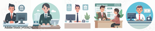 Vector of a bank teller.