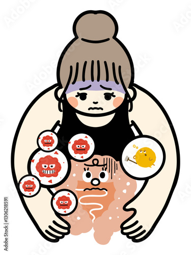 お腹を壊す女性