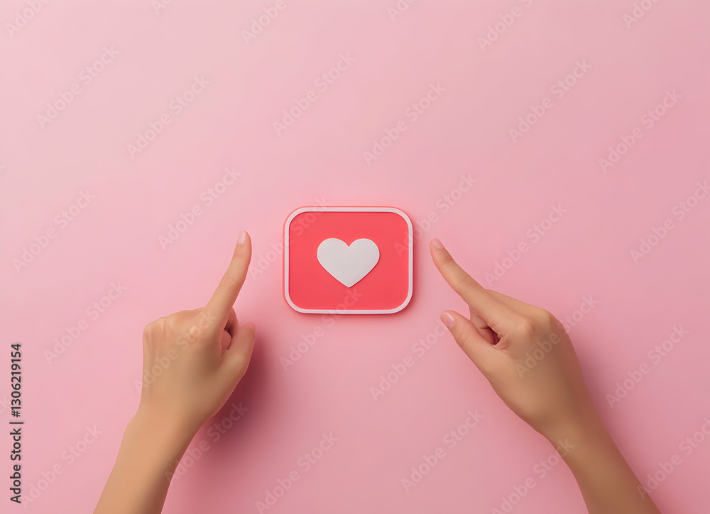 Hands Pointing to Heart Icon, Symbolizing Love, Affection, and Romance Hands Pointing to Heart Icon, Symbolizing Love, Affection, and Romance