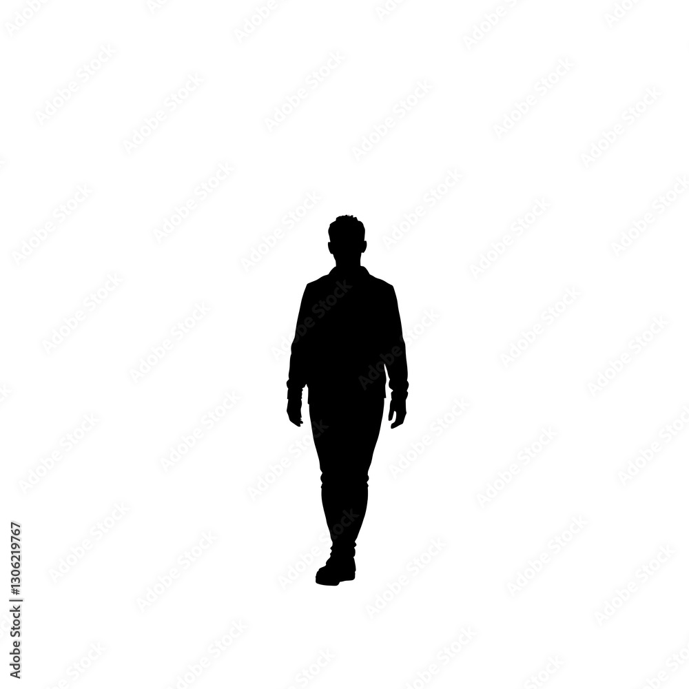 Minimalist Black Silhouette of Lone Figure on White Background - High Contrast Art