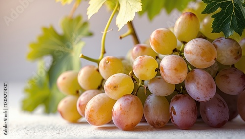 Bunch of table grapes on vine, Vitis vinifera, fresh and appetizing close-up photo photo