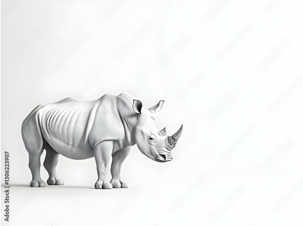 Fototapeta premium Monochrome marvel, A stunning rhino portrait with minimalist design