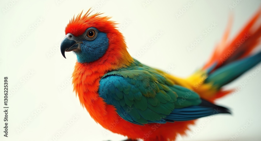 Fototapeta premium Colorful Female Waterslager Canary, 4 Years Old, Set Against a White Background