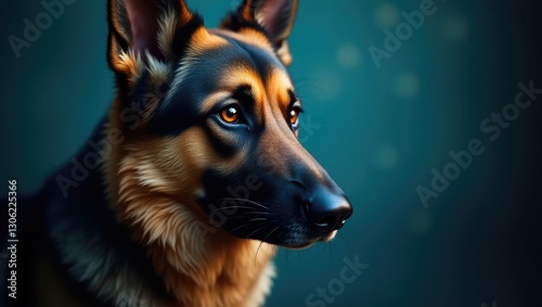Portrait Illustration of a German Shepherd Dog