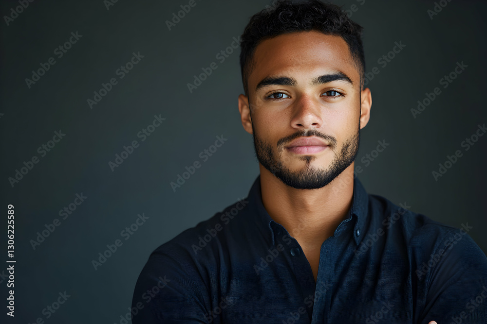Portrait of a handsome young man looking at the camera confidently