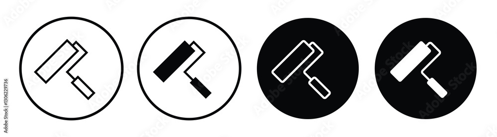 Paint icon vector. paint brush sign and symbol. Paint roller icon flat line symbol set. Paint roller icon on light background Paint icon vector. paint brush sign and symbol. Paint roller icon flat line symbol set. Paint roller icon on light background
