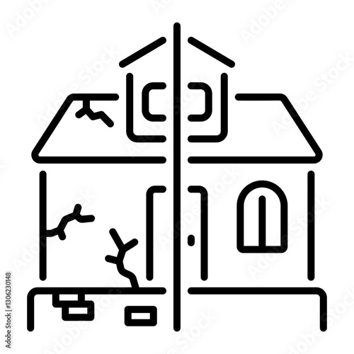 A line icon depicting home restoration 