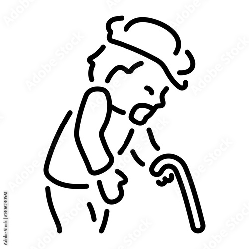 A line style icon of an elderly character depicting retirement coverage 