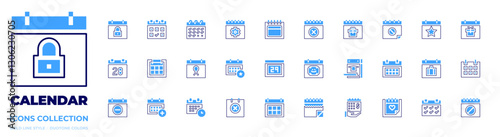 Calendar icon collection. Bold line style. Duotone colors. calendar , academic, calendar, academic calendar, agenda planner, annual calendar, appointment book, attendance calendar