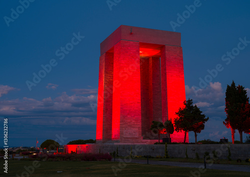 Canakkale, Turkey - 15 September 2024: Dawn view of the Gallipoli Martyrs' Monument ( Turkish: Çanakklale Şehitler Abidesi ) on the Gallipoli Peninsula. Travelling to Turkey.