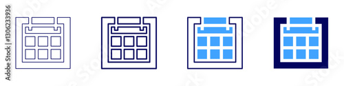 Calendar publisher icon in 4 different styles. Thin Line, Line, Bold Line, Duotone. Duotone style. Editable stroke