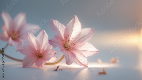 Blossoms of the greater musk mallow, set against a white background