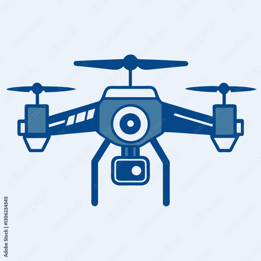 Black Silhouette Drone Camera Vector Illustration Black Silhouette Drone Camera Vector Illustration