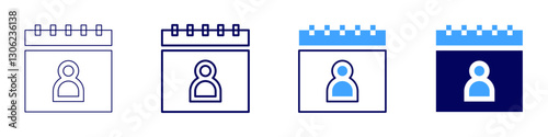 Event scheduler icon in 4 different styles. Thin Line, Line, Bold Line, Duotone. Duotone style. Editable stroke