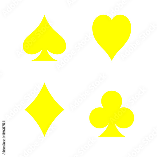 Yellow Playing Card Suit Symbols on Black Background – Casino & Poker Theme