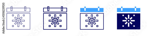Social media planner icon in 4 different styles. Thin Line, Line, Bold Line, Duotone. Duotone style. Editable stroke