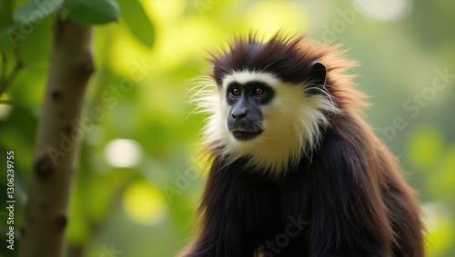 Saki monkey with a white face photo