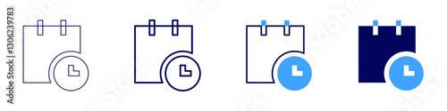 Time planner icon in 4 different styles. Thin Line, Line, Bold Line, Duotone. Duotone style. Editable stroke